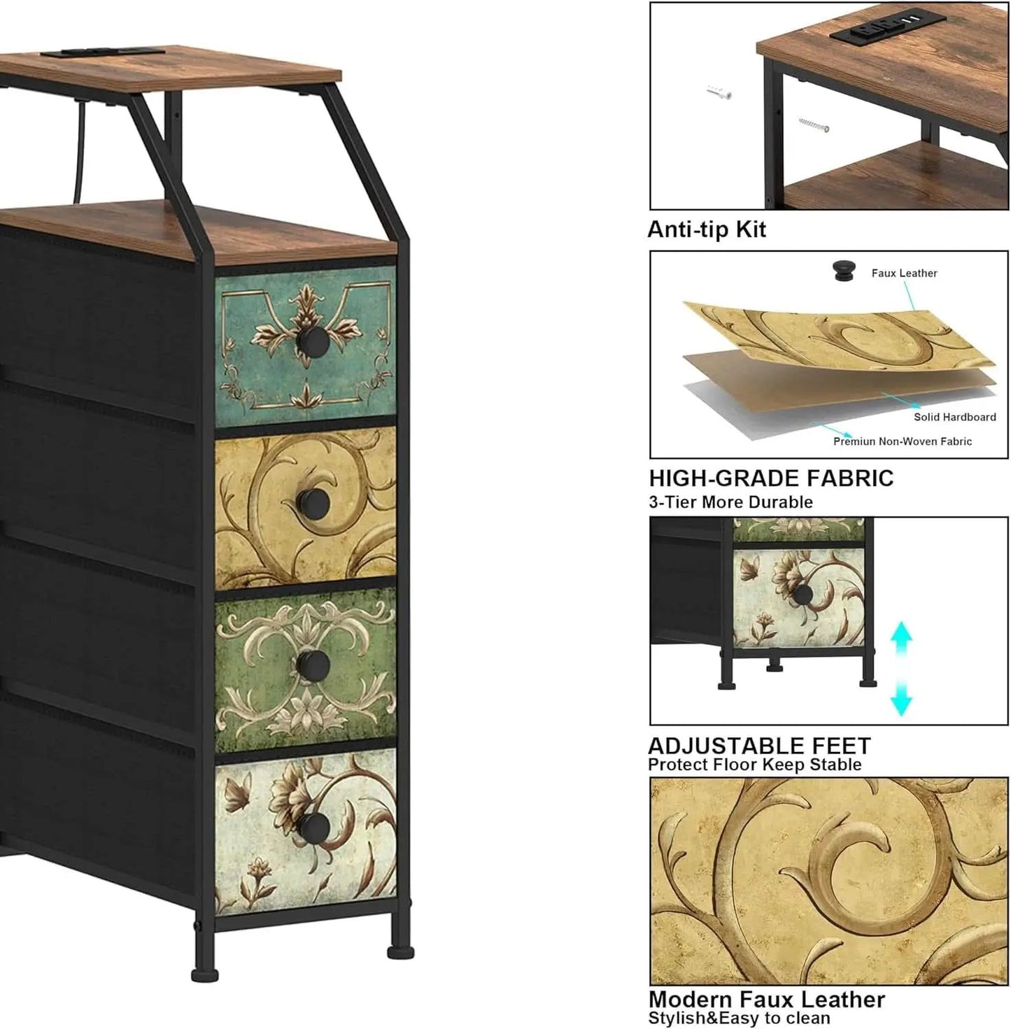 Narrow Tall Dresser With Integrated Charging Station from PriceLows™