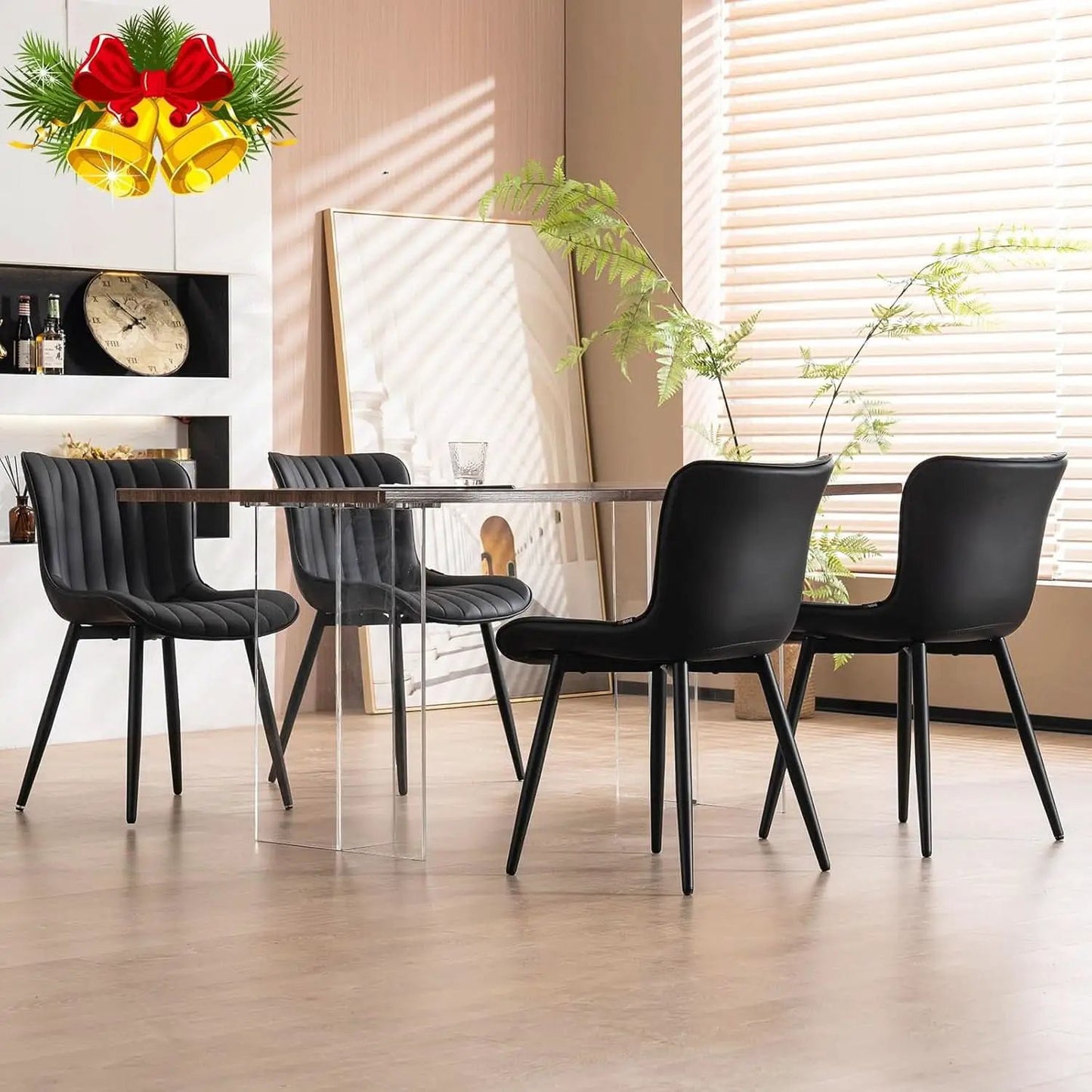 Black Upholstered Dining Chairs Set Of Two Modern Kitchen from PriceLows™
