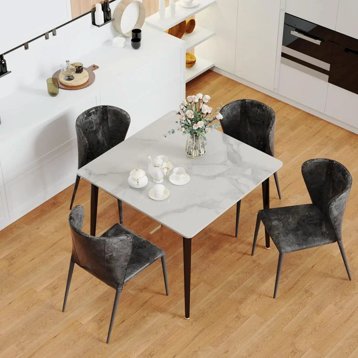 32 Inch Sintered Stone Dining Table With Black Legs from PriceLows™