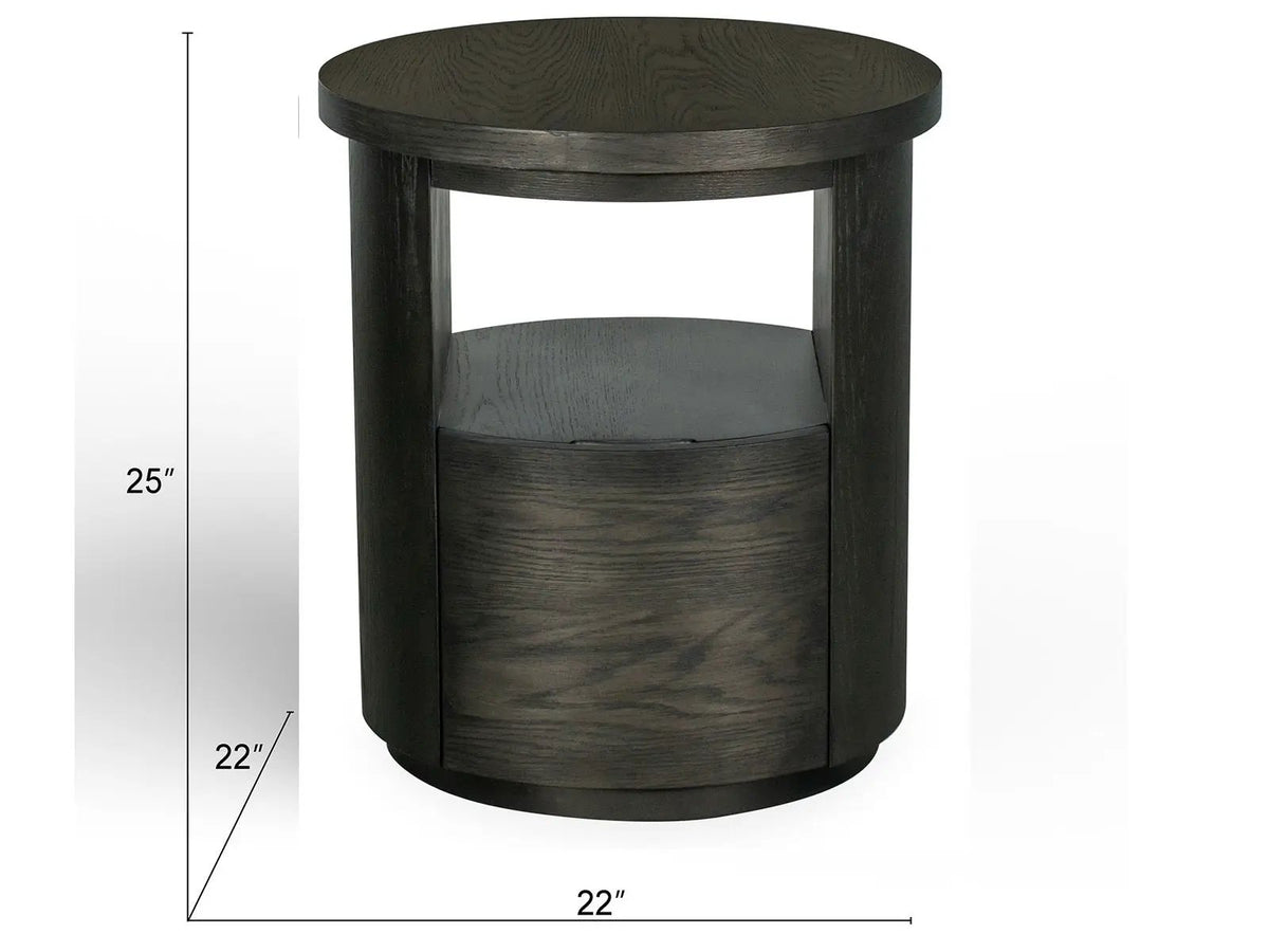 Bosley Round End Table | Coffee Bean Finish | Oak Veneer And Bentwood | 22 Inch Diameter