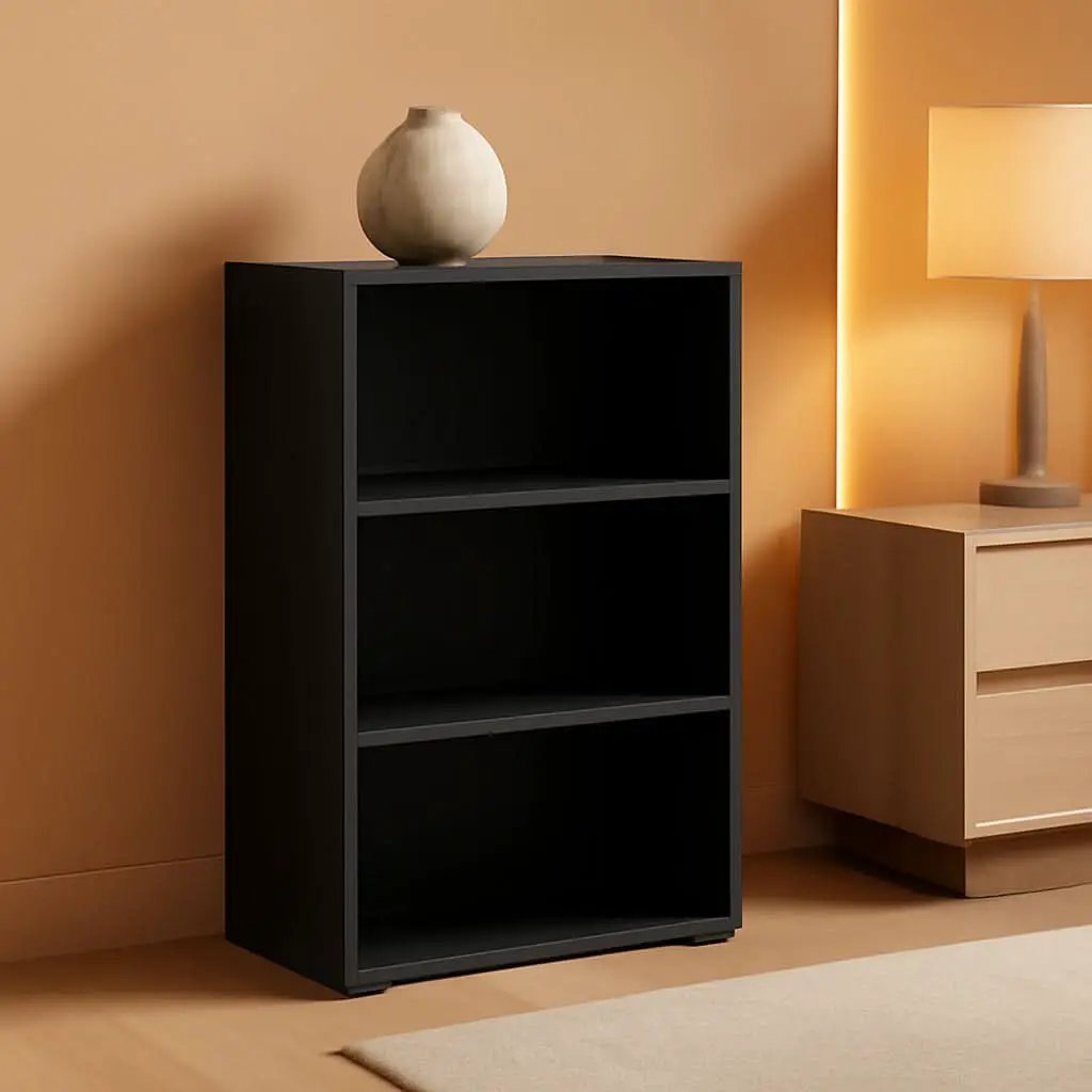 Luder 3 Tier Open Shelf Bookcase Blackwood Wood Finish from PriceLows™