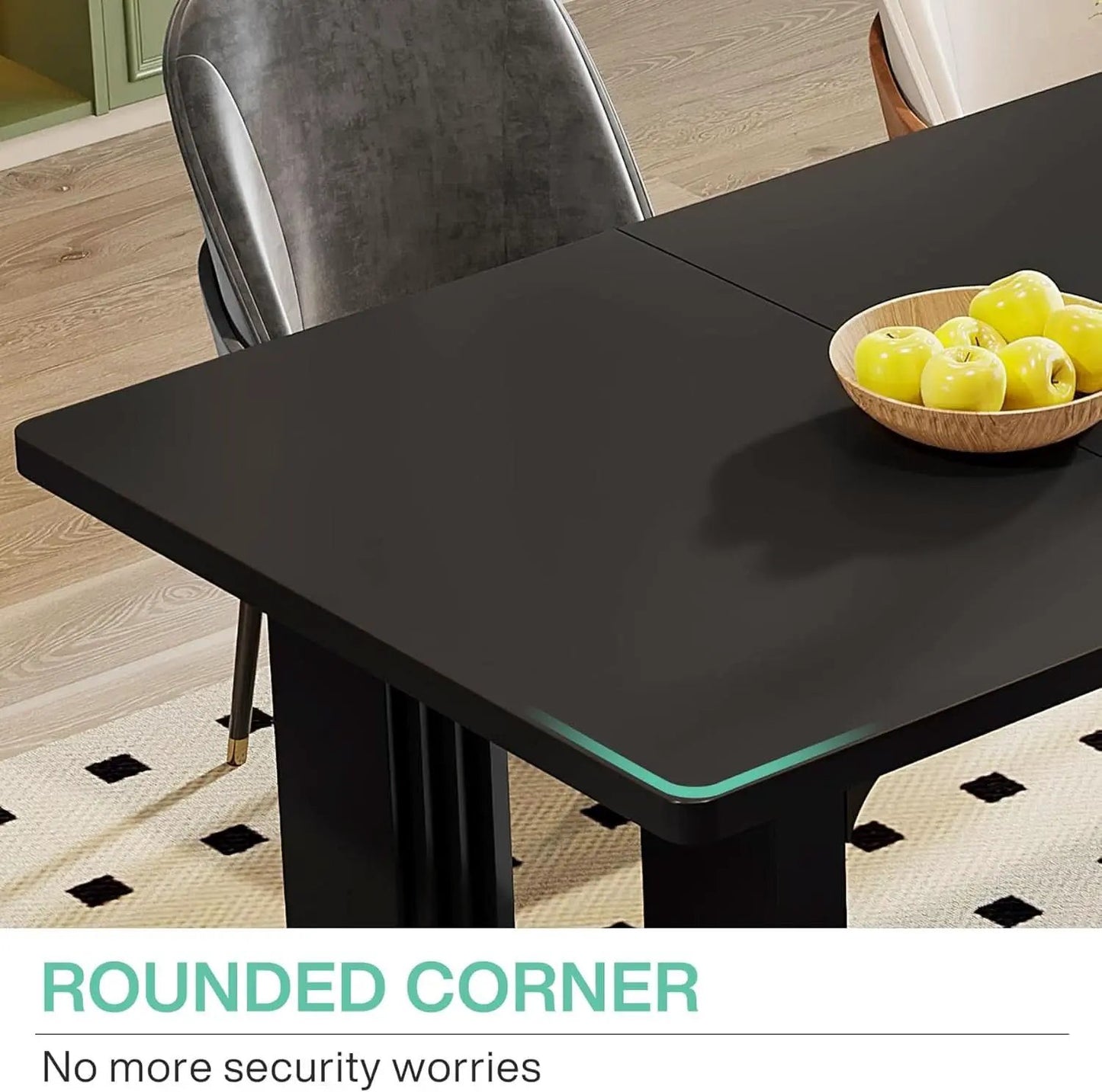 Black 71 Inch Dining Table For Six With Wood Pedestal from PriceLows™
