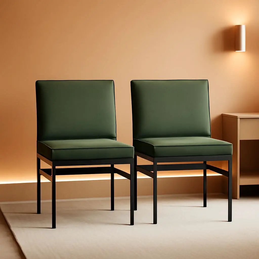 Odelia Olive Green Velvet Dining Chairs With Removable Cushion Covers from PriceLows™