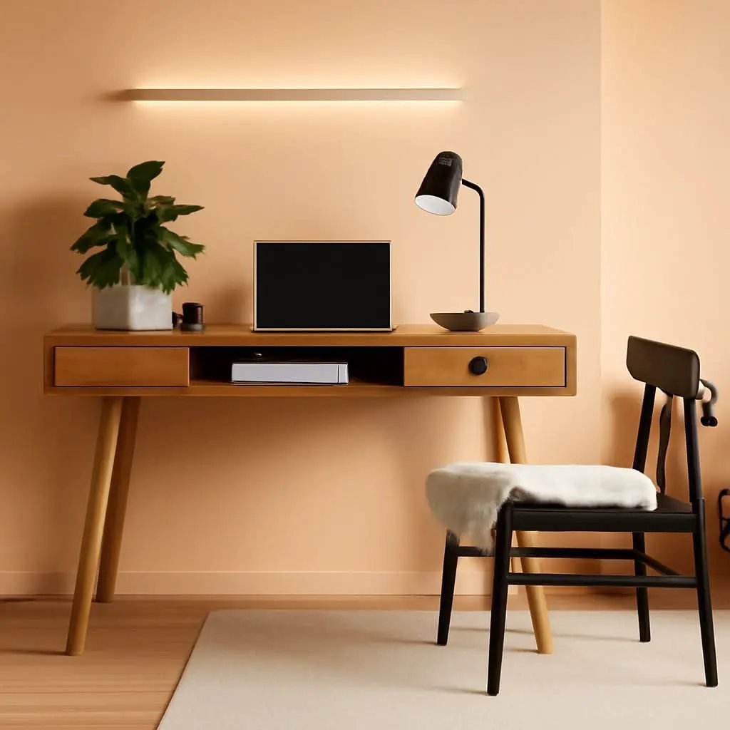 Parker Walnut Home Office Desk With Storage Cubby And Drawer from PriceLows™