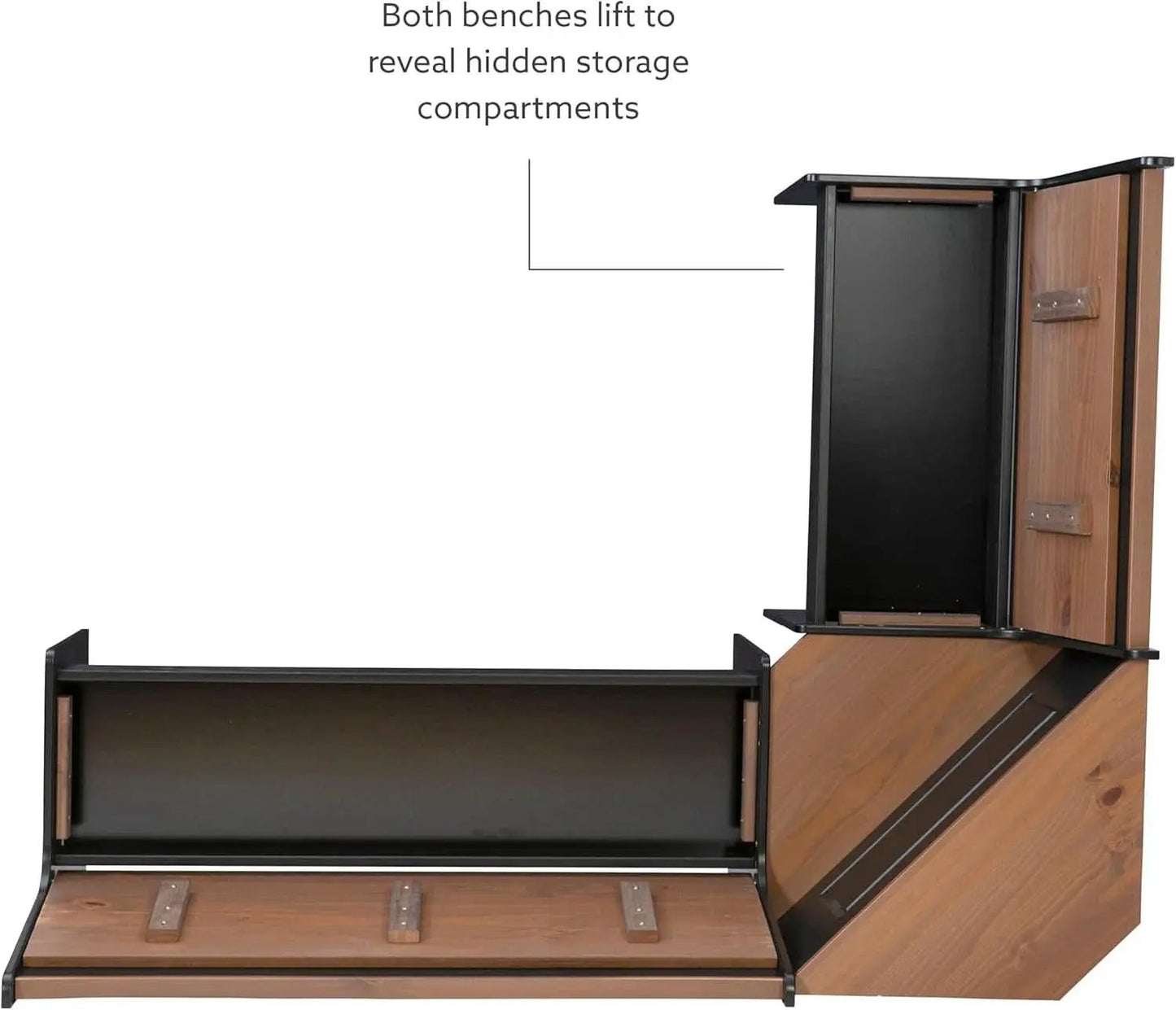 Black Pecan Five Seat Dining Set With Storage Benches from PriceLows™