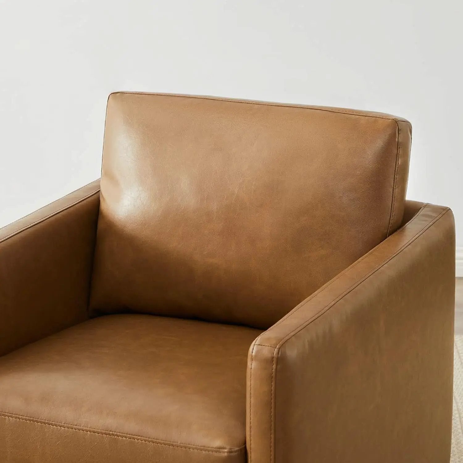 Swivel Accent Chair FauxLeather SaddleBrown Armchair LivingRoom from PriceLows™