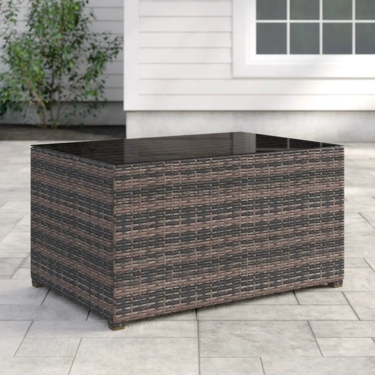 Rectangular Coffee Table | Glass Top | Sturdy Base | 33 Inch Width