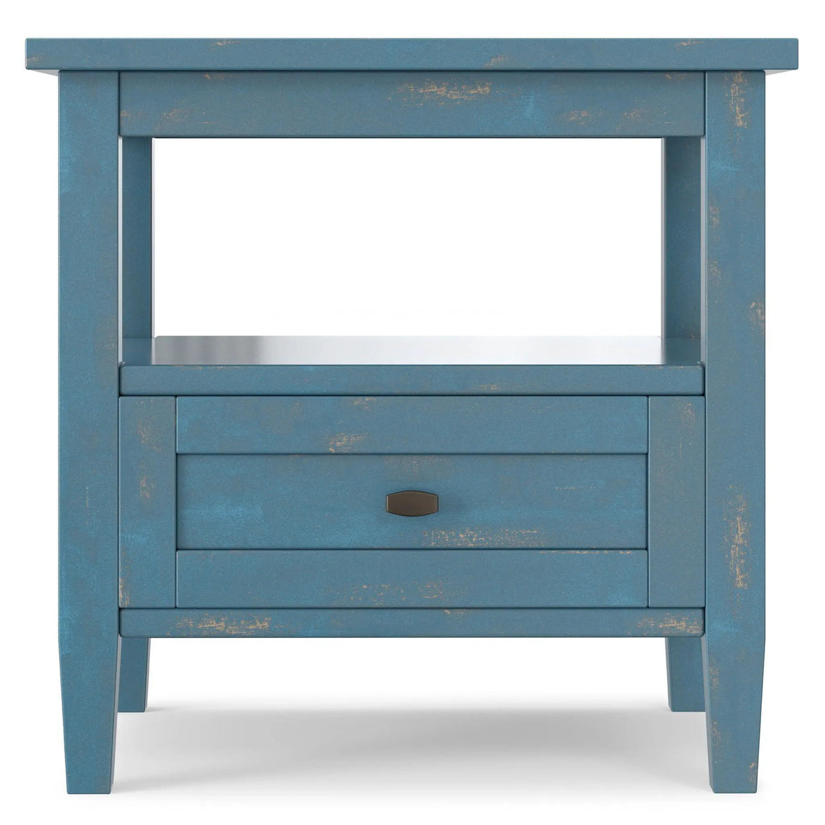 Warm Shaker Solid Wood Table | Bottom Drawer | Open Shelf Storage