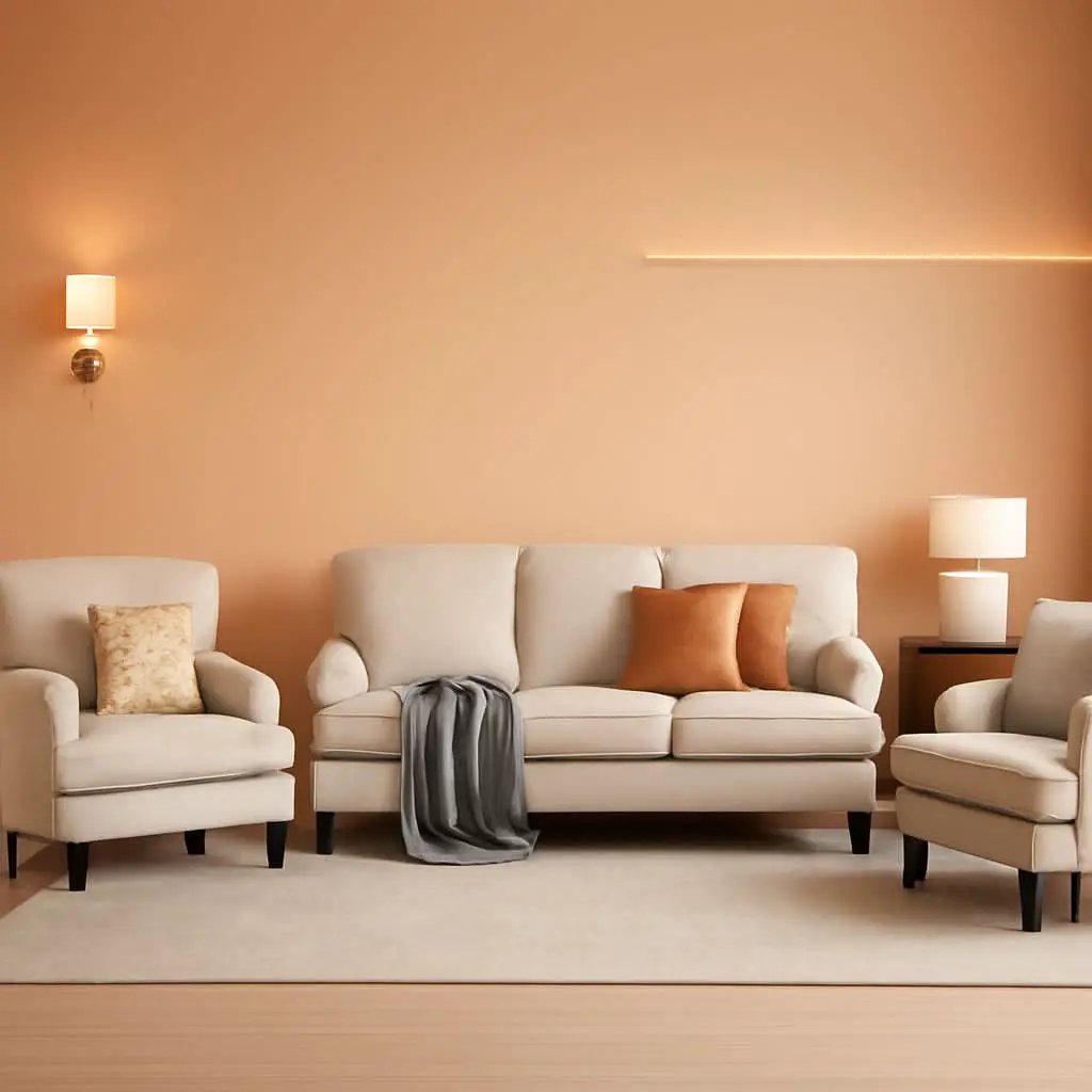Three Piece Living Room Furniture Set With Linen Fabric Loveseat And Two Accent Chairs Off White from PriceLows™