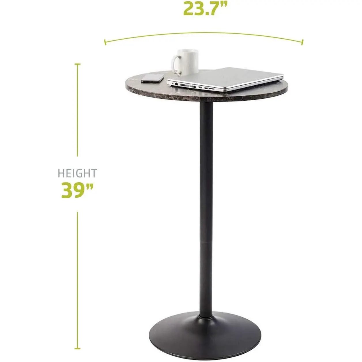 Round Bar Table With Faux Marble Top And Metal Base from PriceLows™