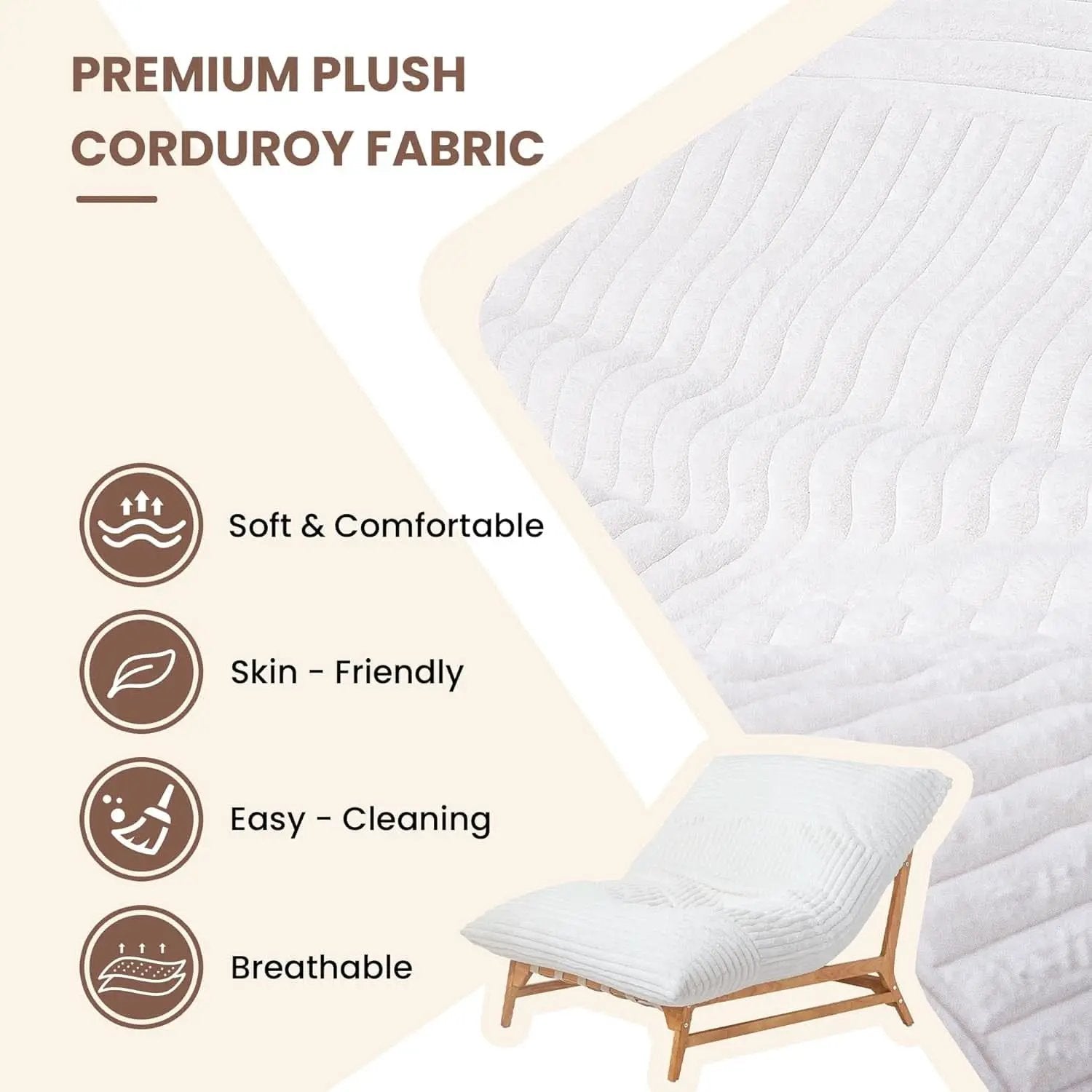 Modern 47.24 Inch Beige Oversized Chaise Lounge Chair from PriceLows™