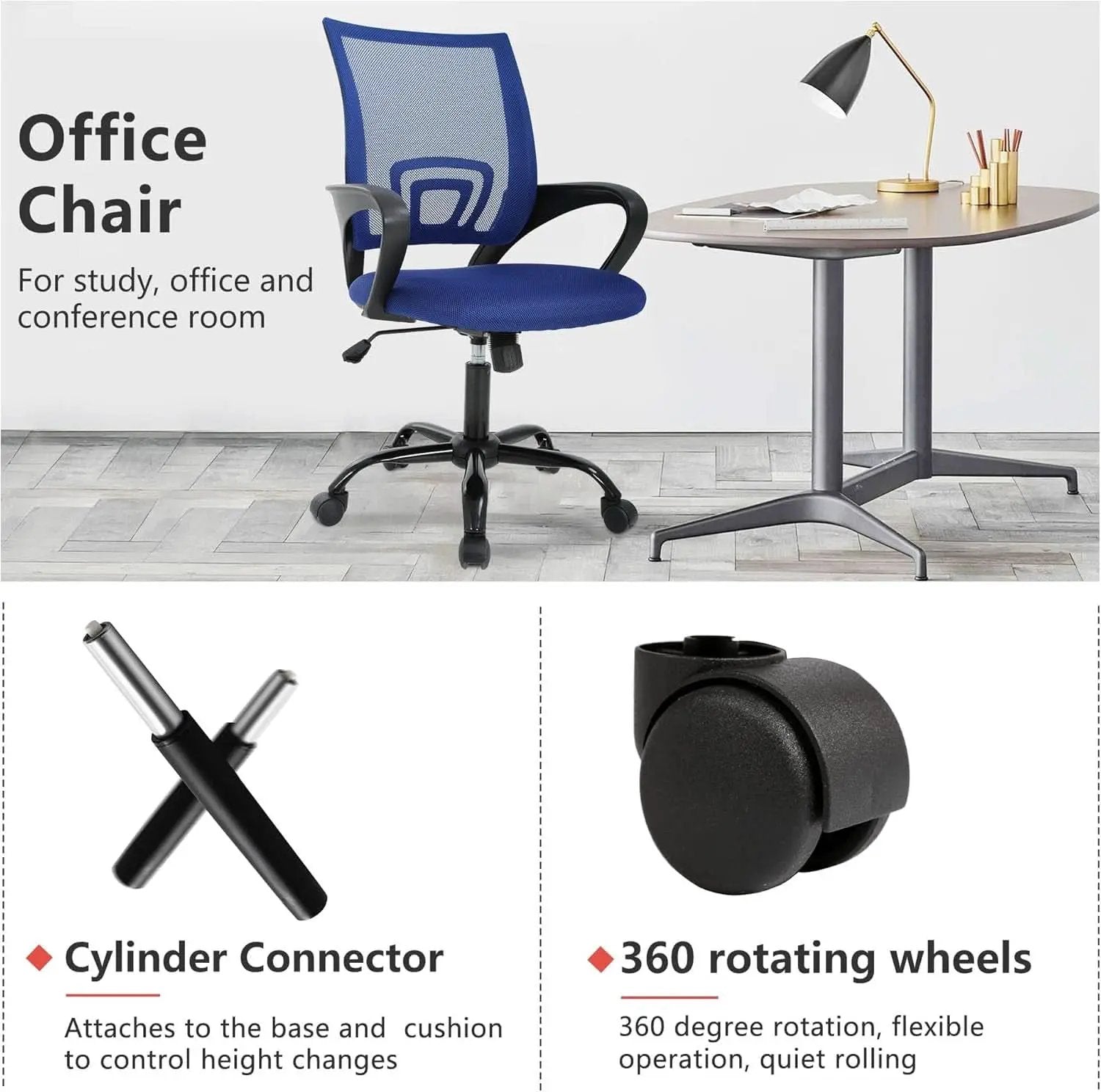 Ergonomic Office Chair With Adjustable Lumbar Support Blue from PriceLows™