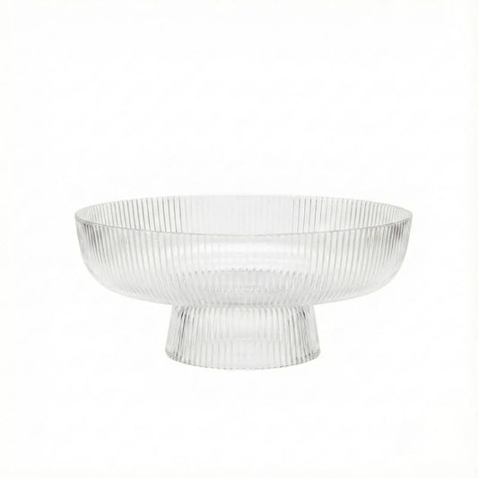Decorative Fluted Transparent Glass Bowl, Fruit, Snacks Sweets | Glass | Decorative Bowl | Entertaining