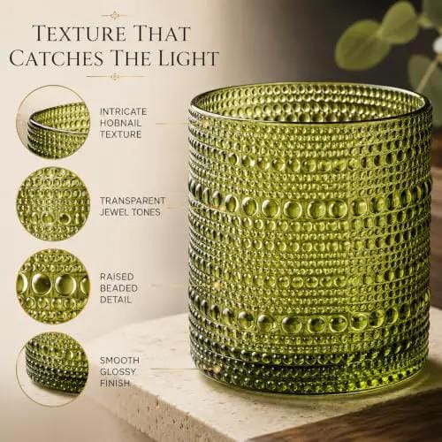 Fortuna Hobnail Lowball Glassware | 11 oz | Set of 6 | Entertaining
