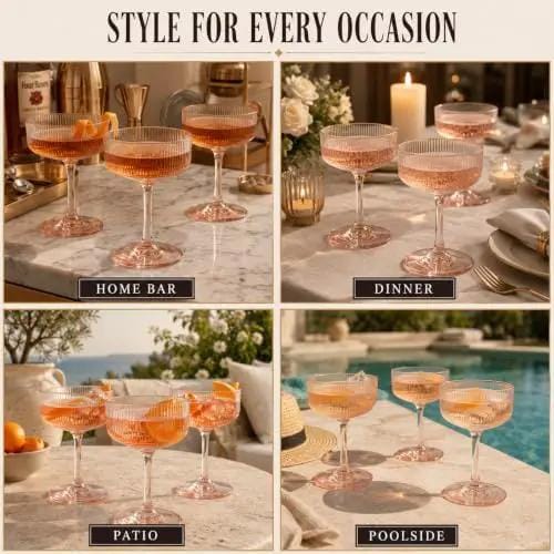 Madrid Acrylic Champagne Coupe Cocktail Glassware | 7.7 oz | Set of 6 | Acrylic