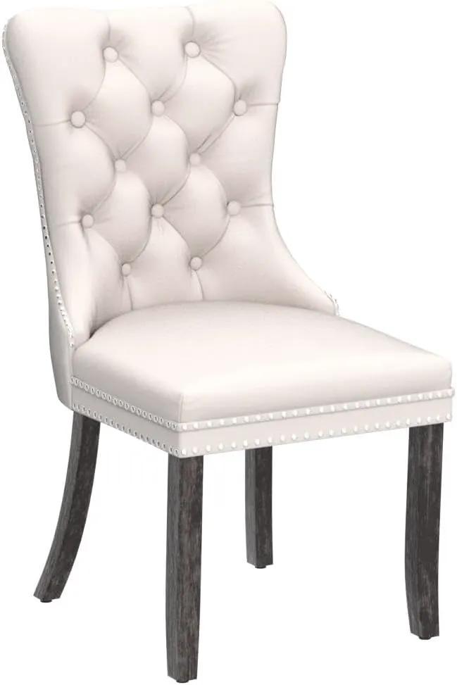 Velvet Dining Chairs Set of 6, Tufted Dining Room Chairs with Button Back, Nailhead Trim, Upholstered Dining Chairs for Kitchen, Bedroom, Restaurant (Beige) from PriceLows™