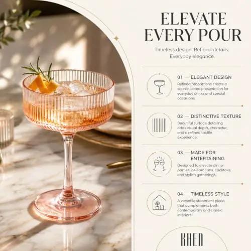 Madrid Acrylic Champagne Coupe Cocktail Glassware | 7.7 oz | Set of 6 | Acrylic