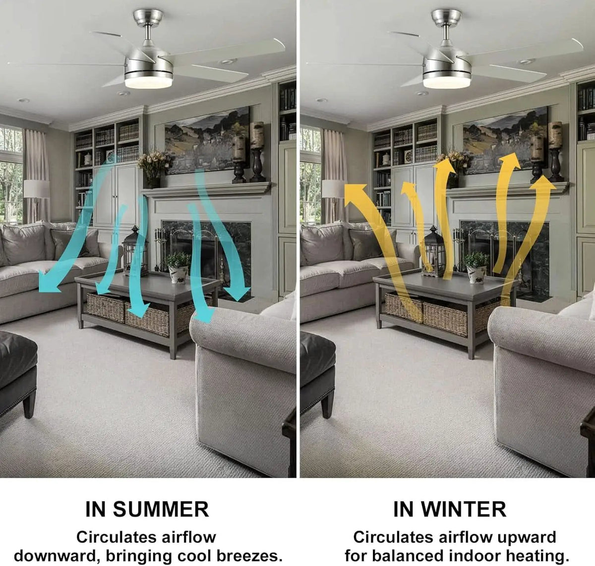 52 Inch Brushed Nickel Ceiling Fan With Remote Control from PriceLows™