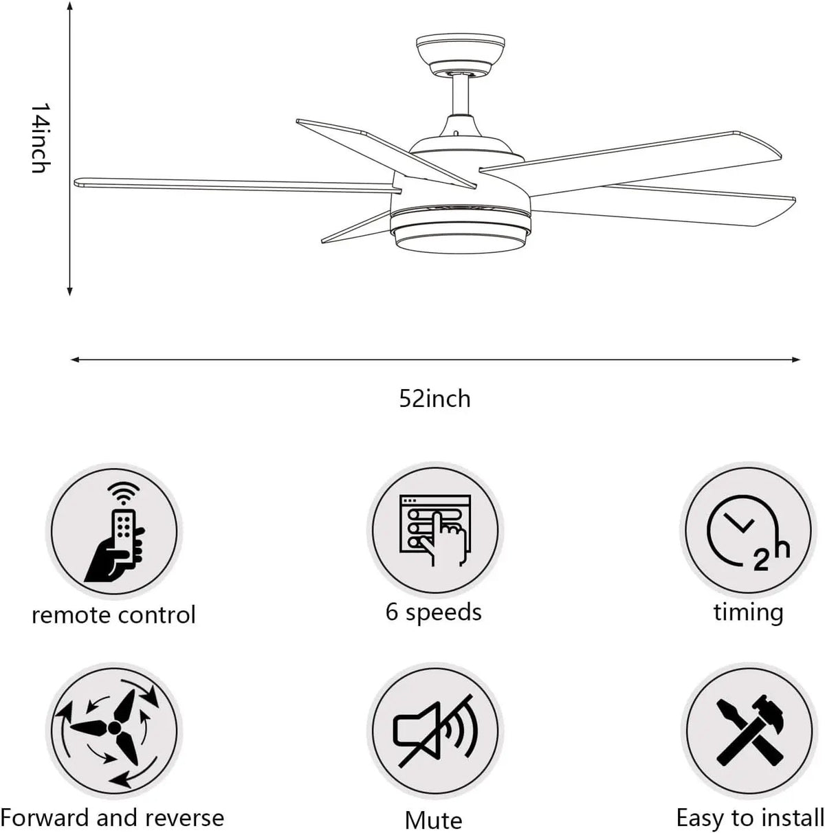 52 Inch Brushed Nickel Ceiling Fan With Remote Control from PriceLows™