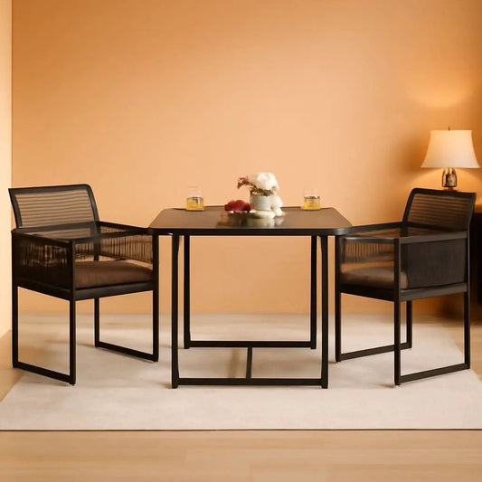 3 Piece Outdoor Dining Set With Folding Backrests And Tempered Glass Tabletop For Patio And Poolside from PriceLows™