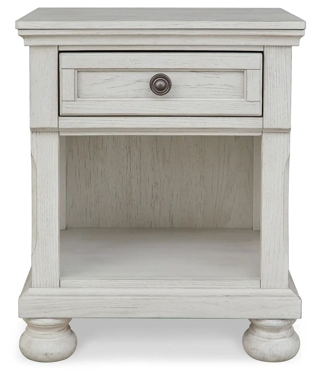 Robbinsdale One Drawer Night Stand Nightstand | 22 x 17 x 26.5 in | Engineered Wood & Oak Veneer | Antique White