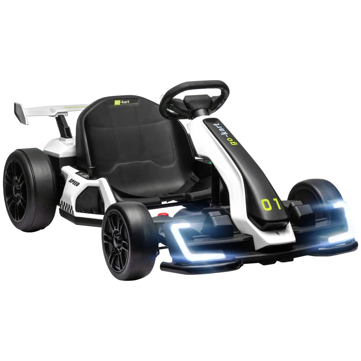 Electric Go Kart | 24V Motor | 7.5 MPH | White Adjustable Seat