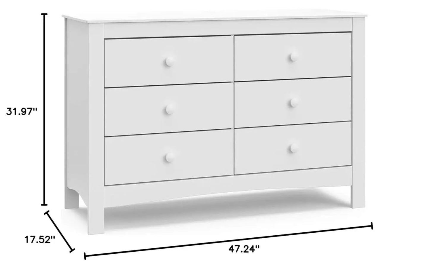 Noah White Six Drawer Dresser GREENGUARD Gold Certified from PriceLows™
