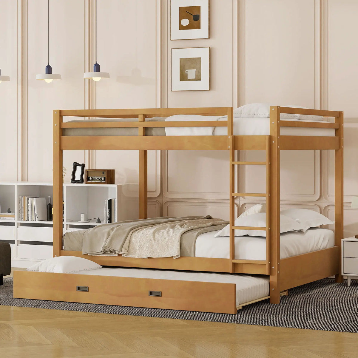 Sturdy Bunk Bed With Ladder | Solid Pine Wood | Guard Rails | Compact Layout