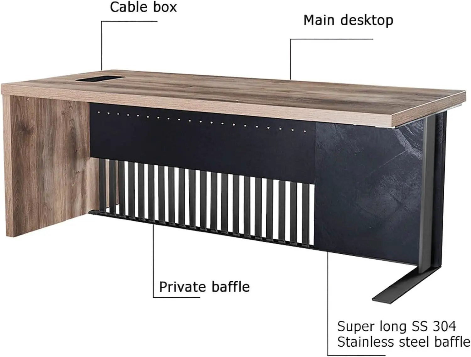 63 Inch Executive Office Desk Stainless Steel Frame from PriceLows™