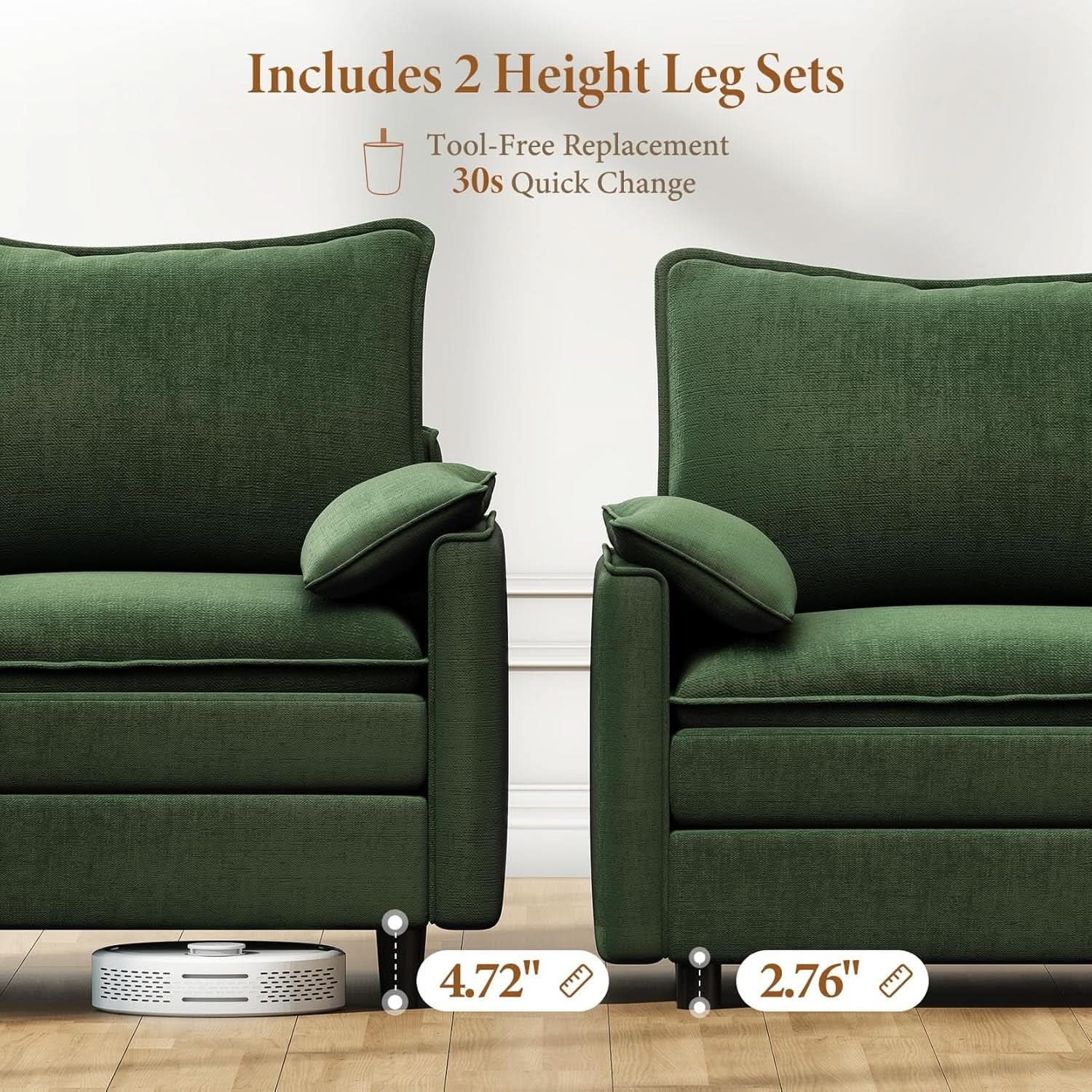 Green 108 Inch DeluxePlus Cloud Sleeper Sectional Sofa from PriceLows™