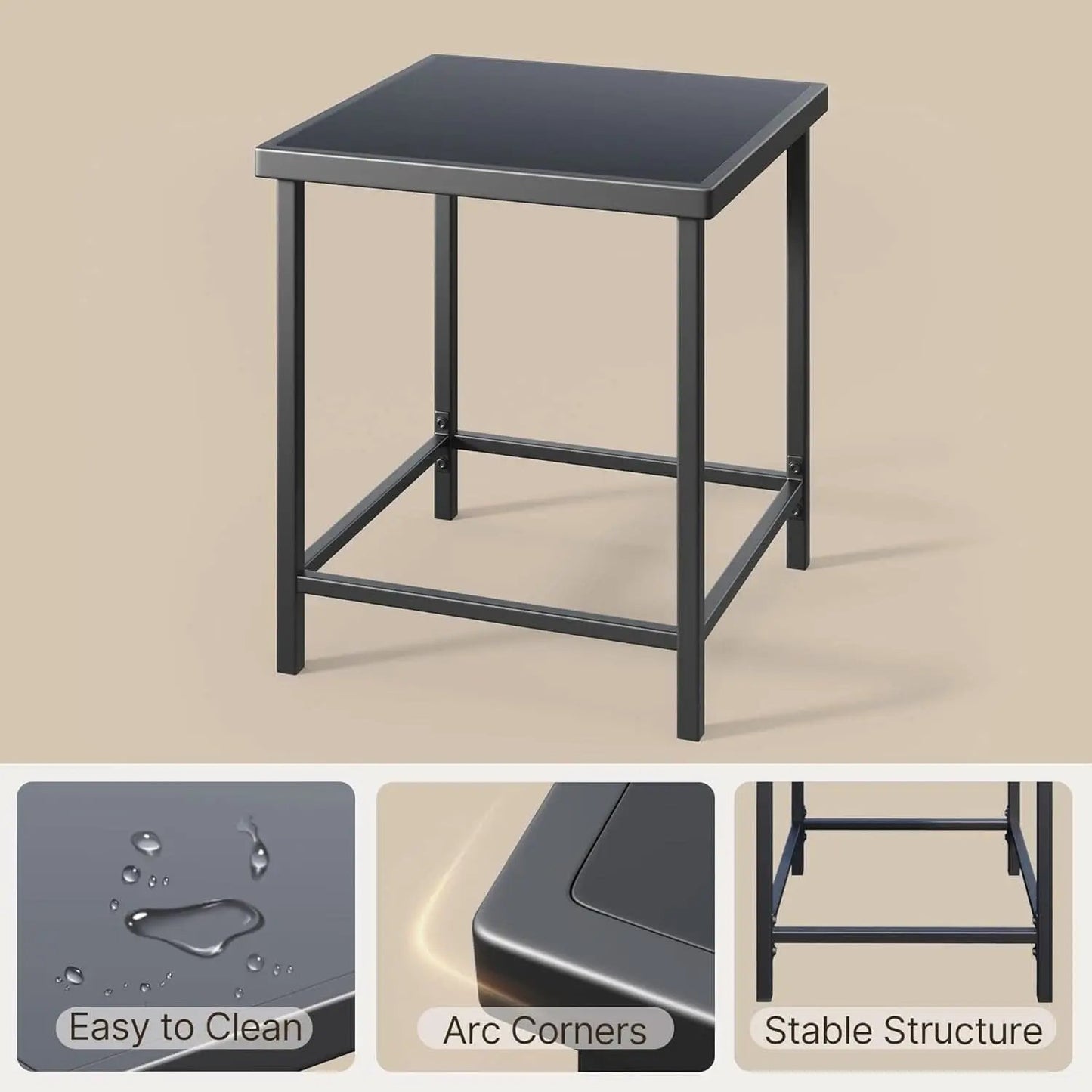 Outdoor Rocking Bistro Set With Cushions And Glass Table from PriceLows™