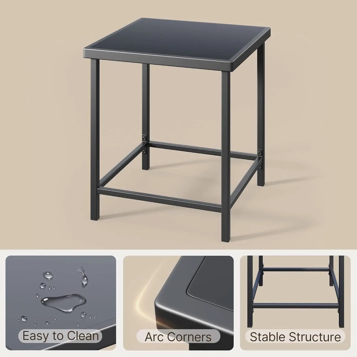 Outdoor Rocking Bistro Set With Cushions And Glass Table from PriceLows™
