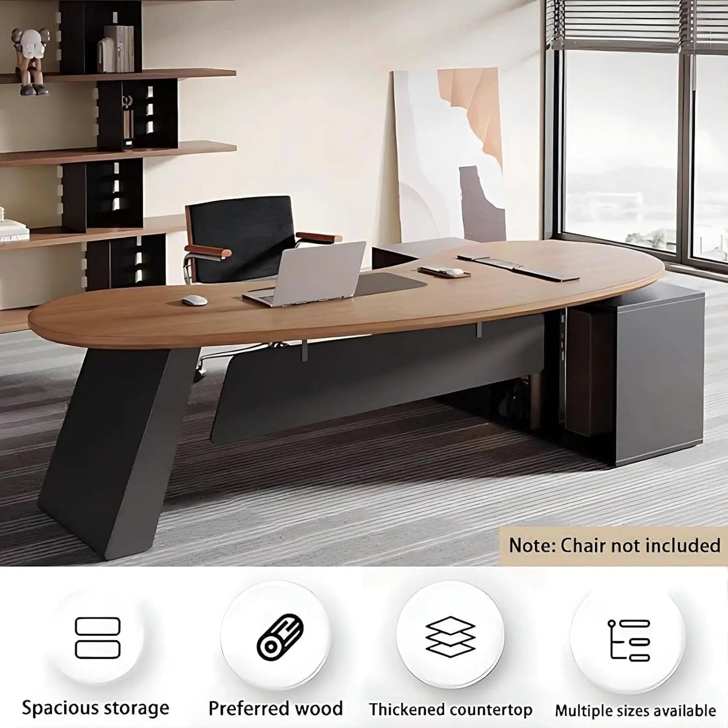 Spacious L Shaped Executive Desk With Side Storage System from PriceLows™