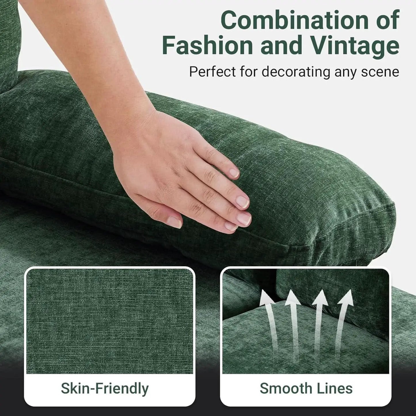 Forest Green 110 Inch U Shape Sectional Couch Double Chaise from PriceLows™