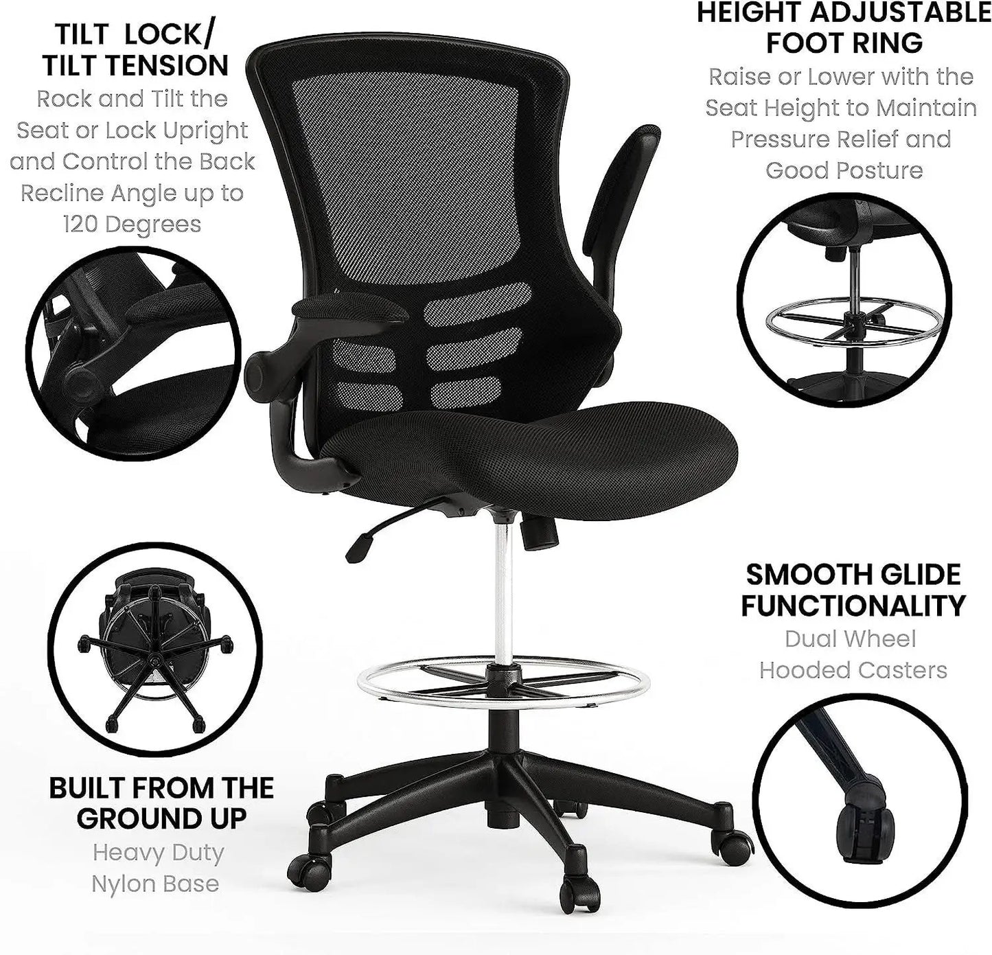Kelista Mid Back Swivel Office Chair With Flip Up Armrests And Adjustable Height from PriceLows™