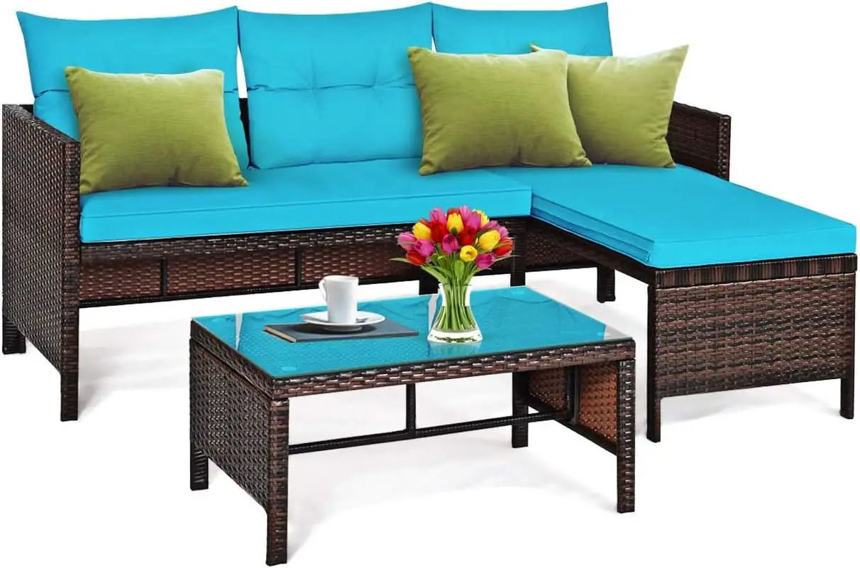 L-Shaped Outdoor Rattan Sofa Set with Coffee Table from PriceLows™