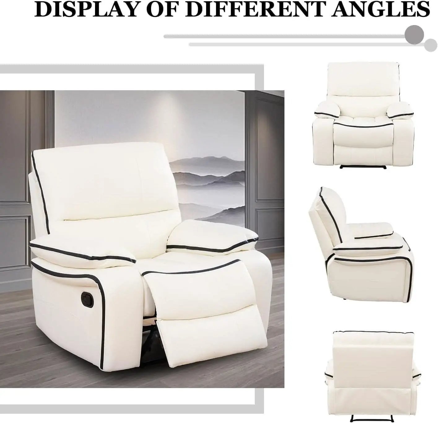 Creamy White Leather Recliner Sofa Set With Storage Console from PriceLows™