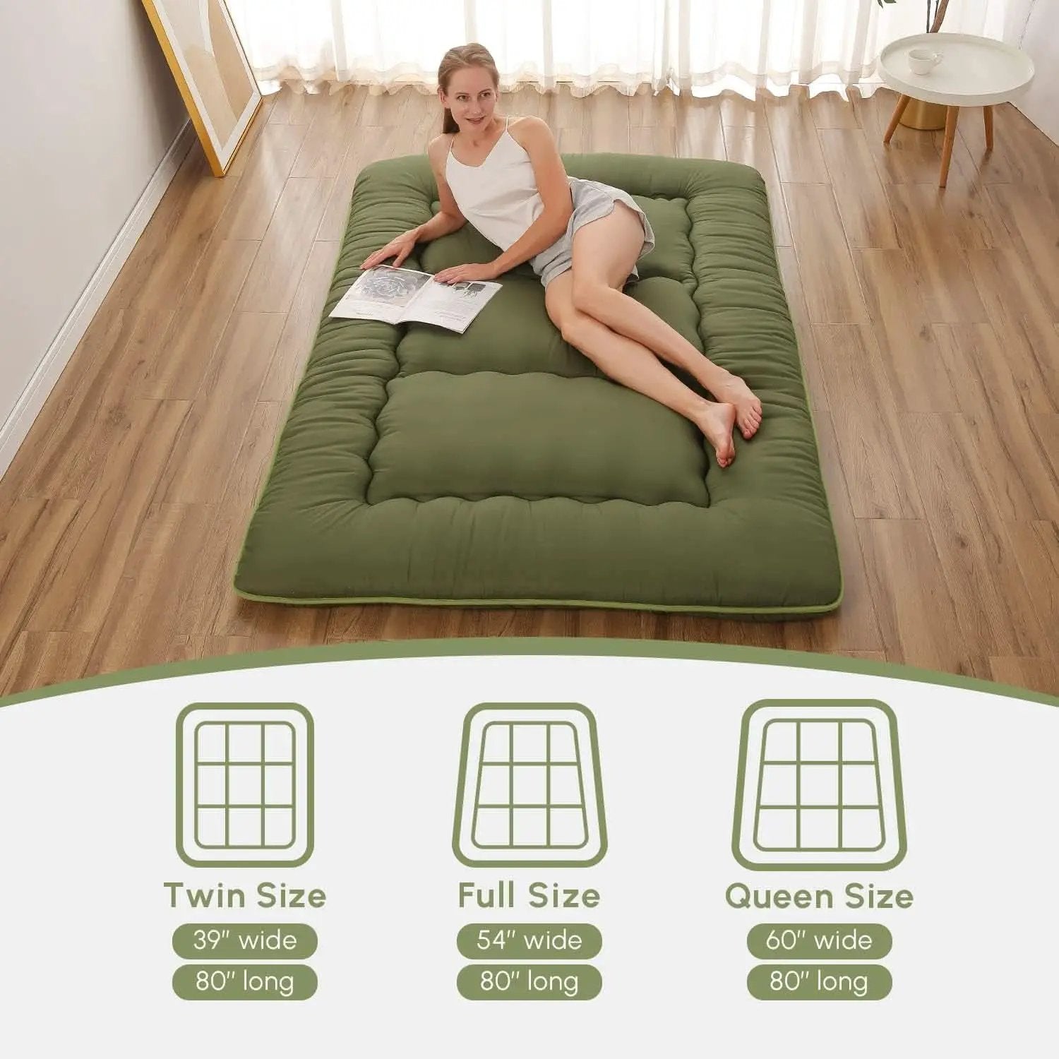 Twin Futon Mattress Portable Thick Roll-Up Floor Comfort from PriceLows™