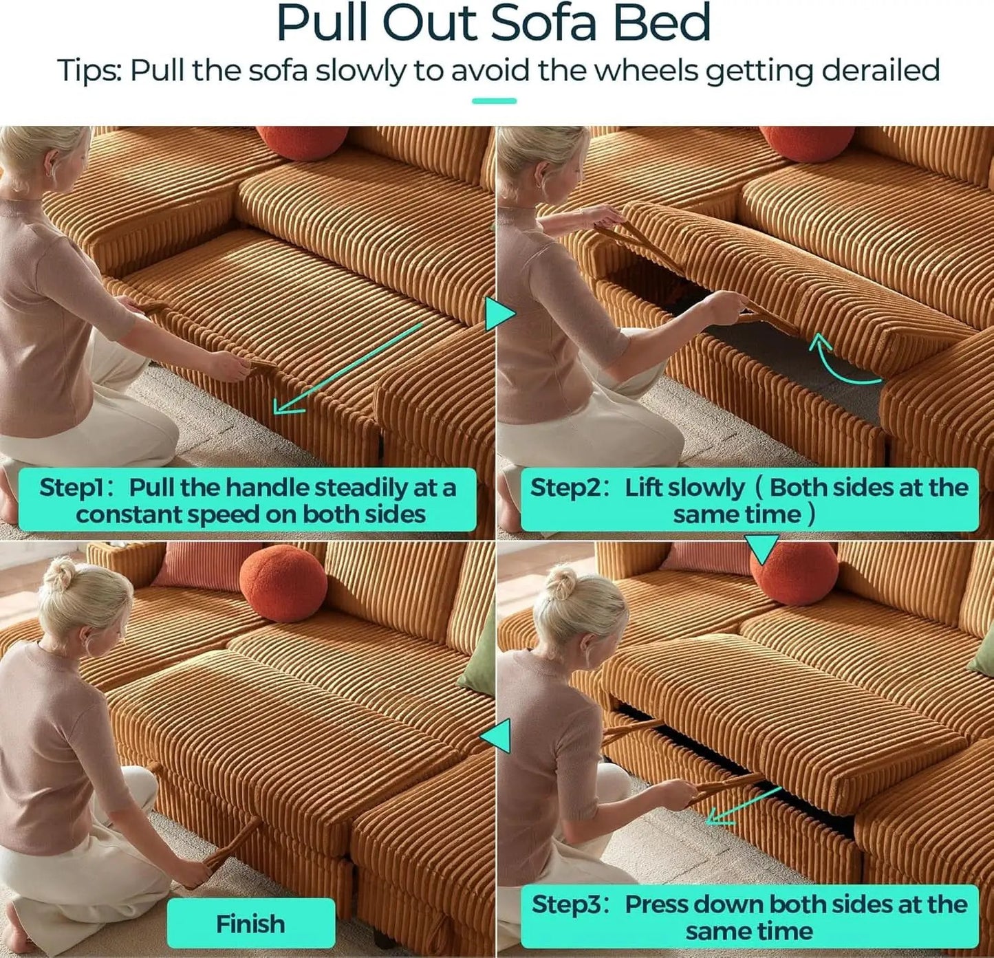 Brown UShaped Convertible Sectional Sofa Bed USBPort from PriceLows™