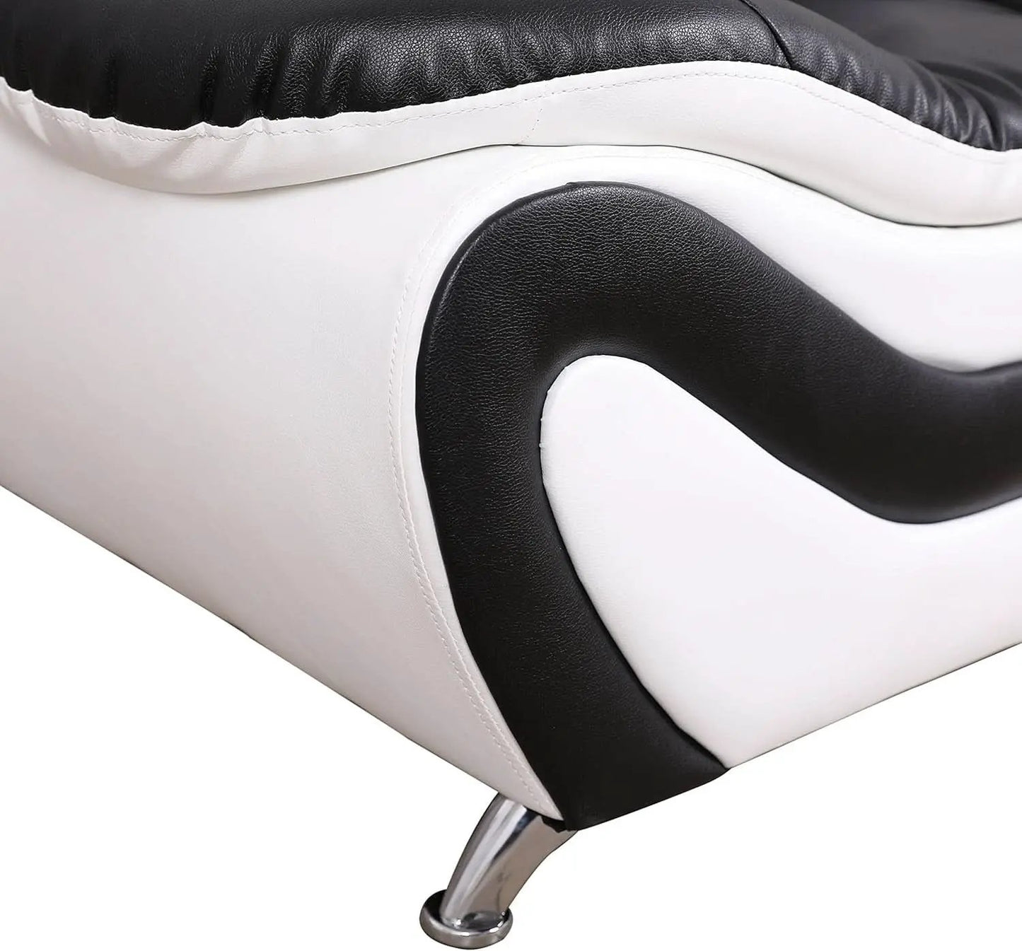 3 Piece Aldo Modern Faux Leather Sofa Set Black And White With Sofa Loveseat And Chair from PriceLows™