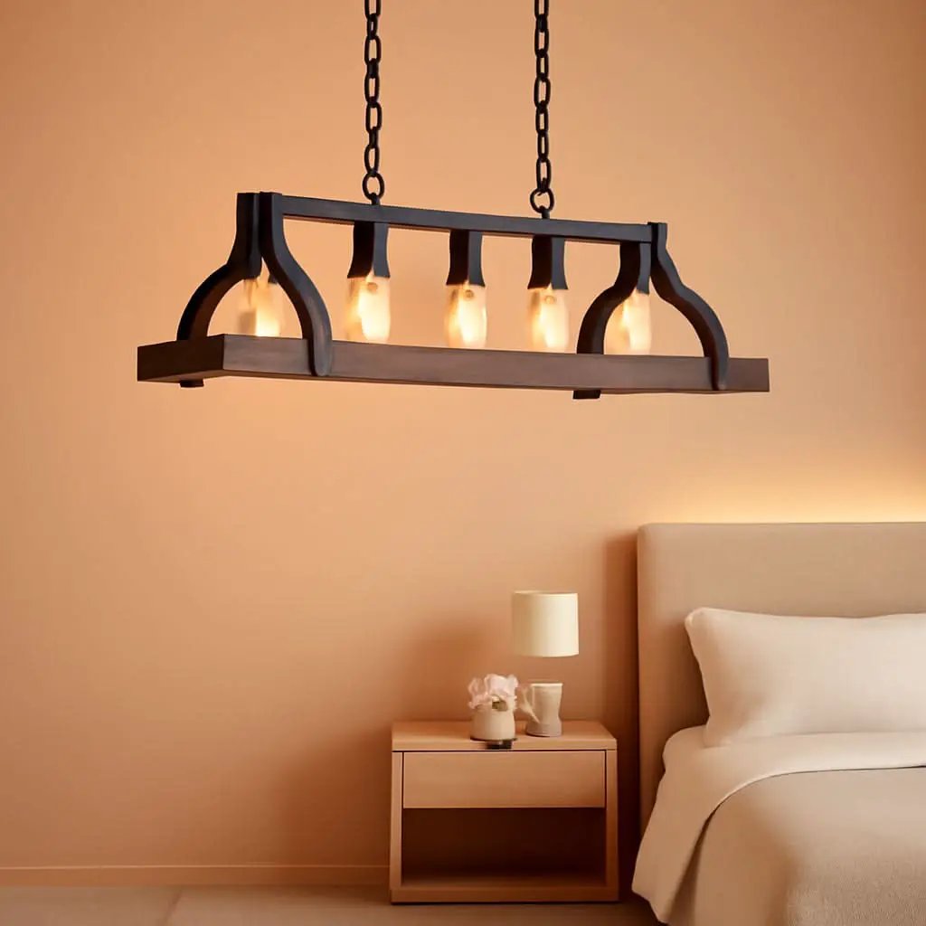 Rustic 5 Light Linear Chandelier Kitchen Island Black from PriceLows™