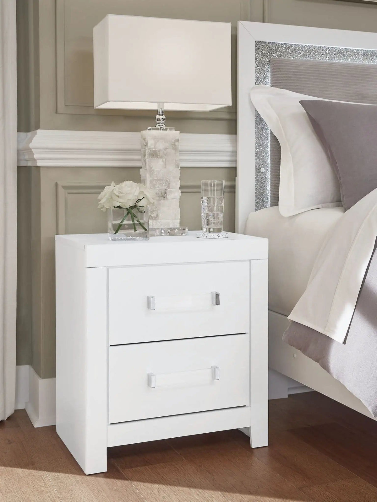 Maeling Two Drawer Night Stand Accent Nightstand | 2 Pieces | Acrylic | Bedroom