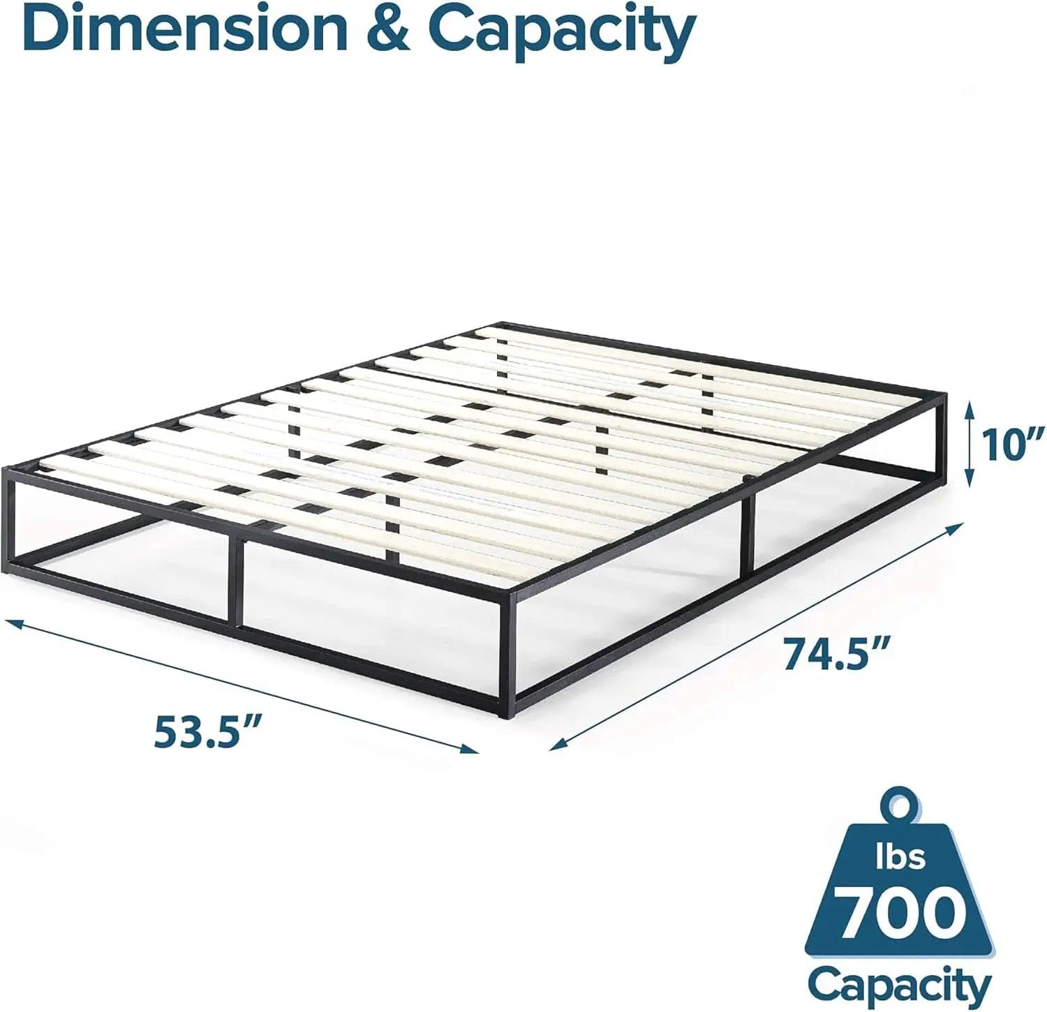 Full Size Platform Bed Frame No Box Spring Slats Included from PriceLows™