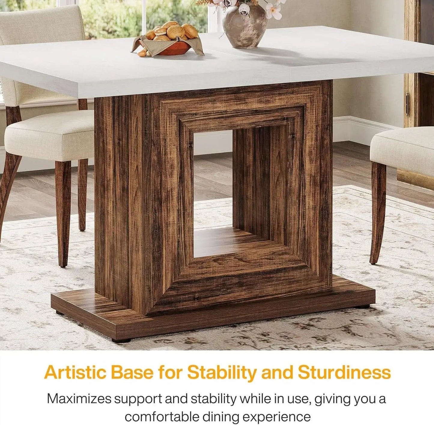 47 Inch Pedestal Dining Table For Small Kitchen Use from PriceLows™