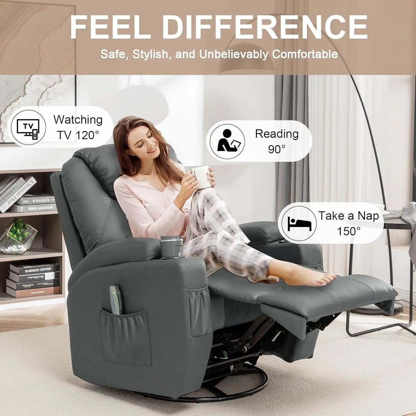 360 Degree Swivel Recliner Chair With Massage And Heat from PriceLows™