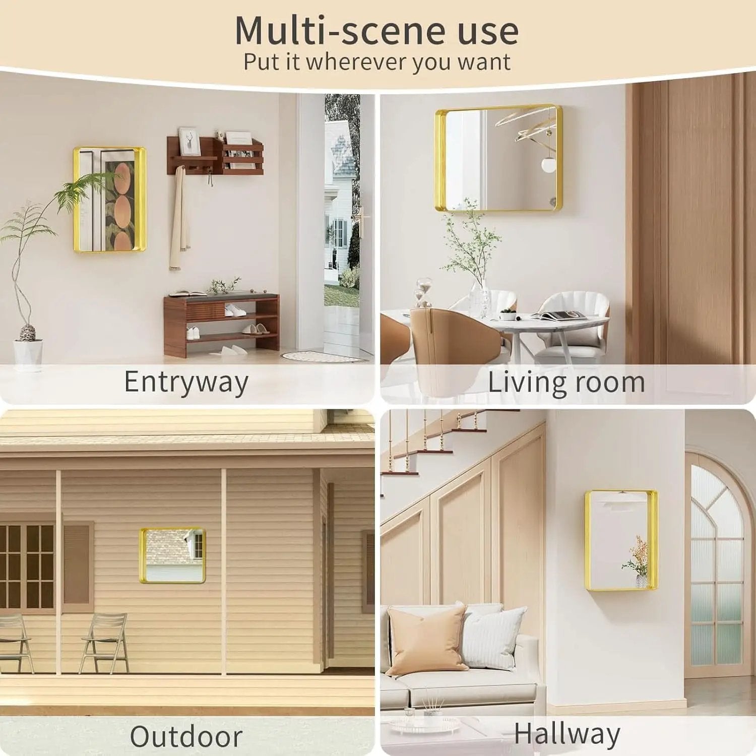 Bathroom Mirror 22x30 Inch Wall Mounted Gold Frame Tempered from PriceLows™