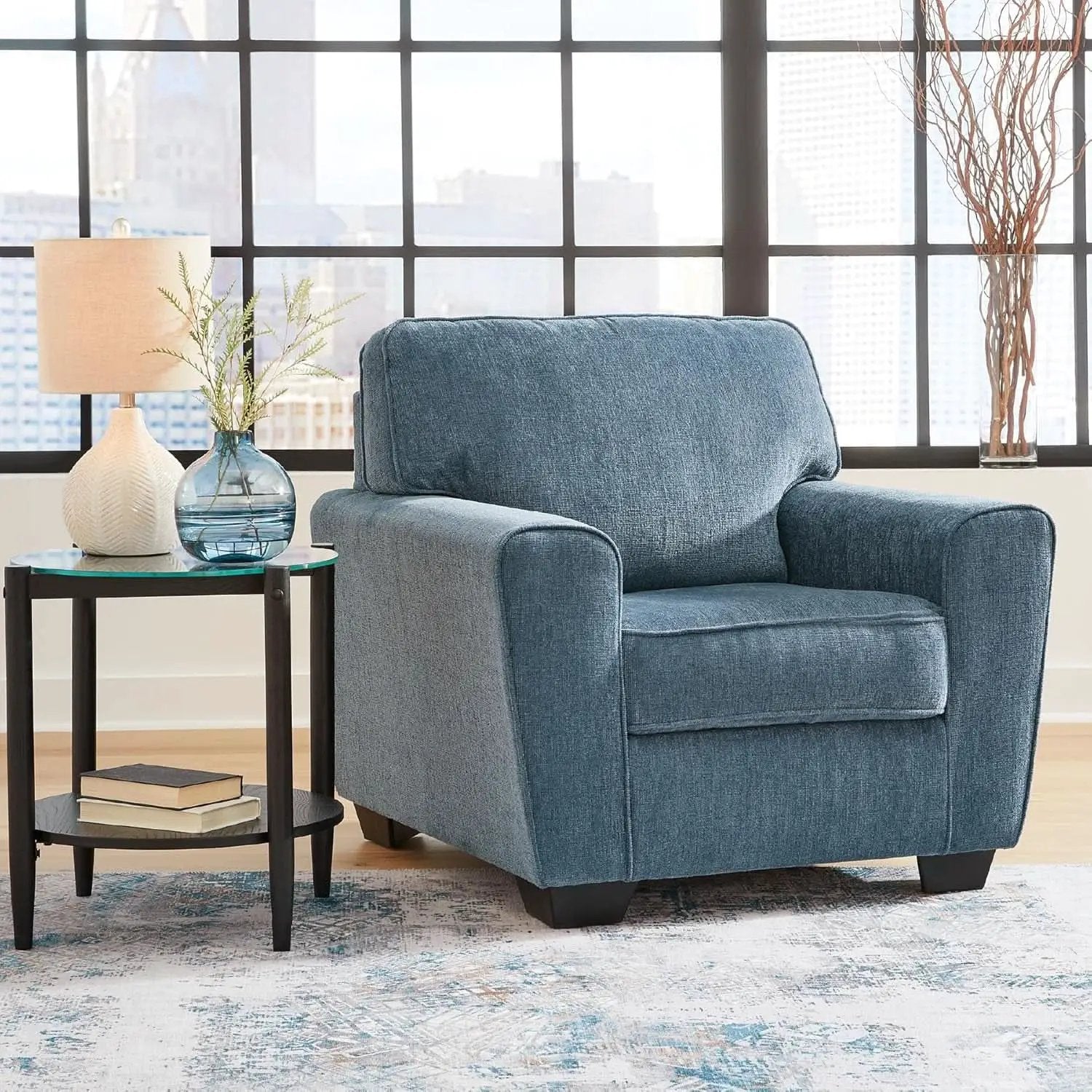 Modern Upholstered Accent Chair In Blue For Living Room from PriceLows™