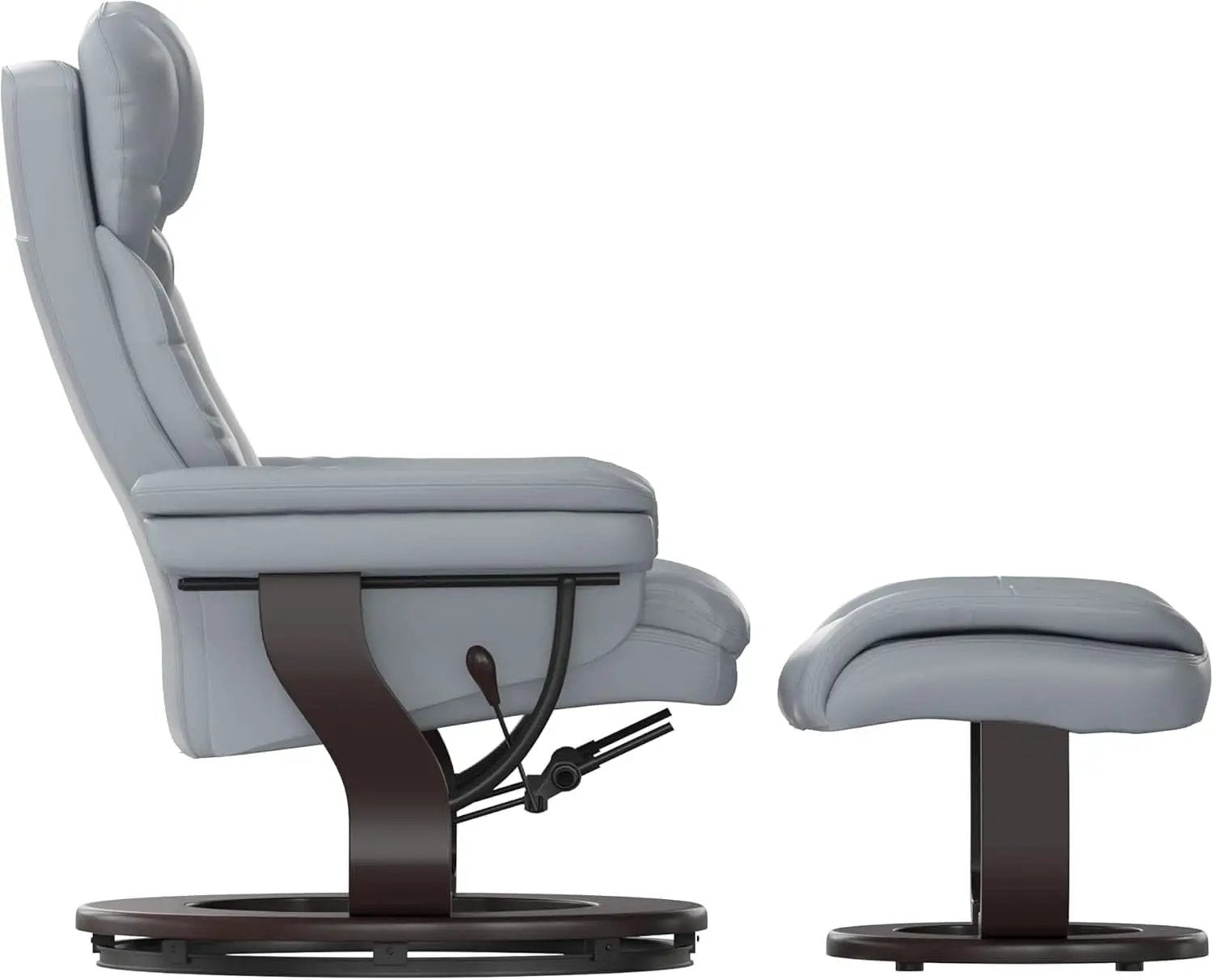 Gray Recliner With Swivel Mahogany Base And Ottoman from PriceLows™