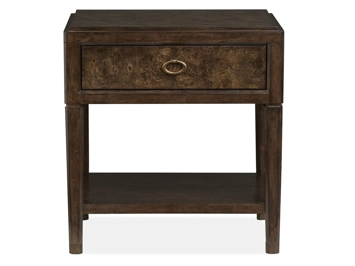 Rowan Open Nightstand Nightstands w/ Charging Station | 20 x 26 x 27.5 in | Metal & Veneer | Espresso