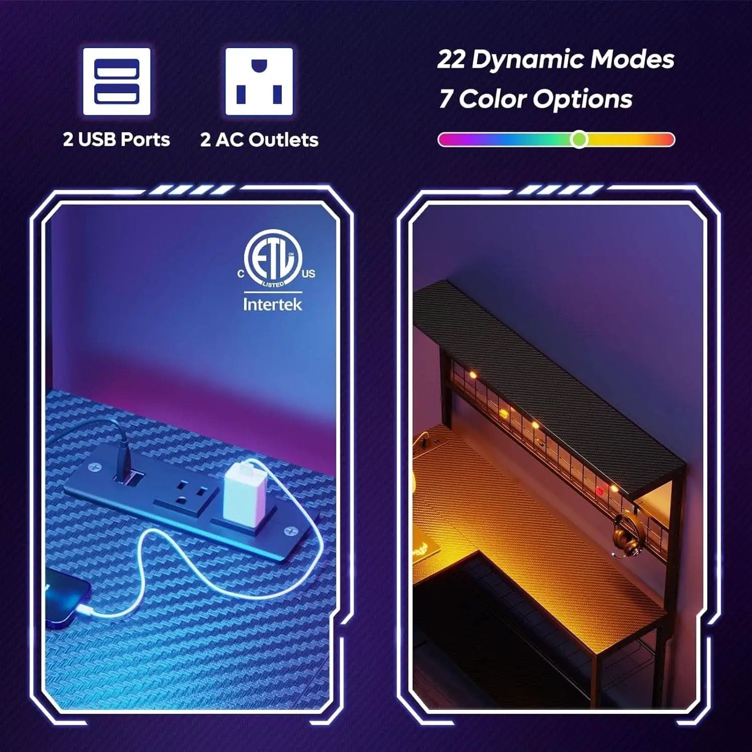 51-Inch L-Shaped Gaming Desk With LED Lights For Office from PriceLows™